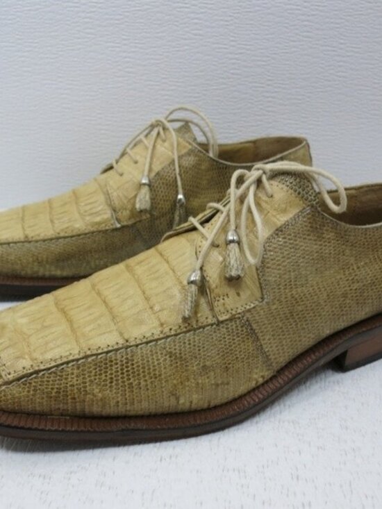 David Eden Genuine Crocodile Hand Made Oxfords Footwear Zapatos Mustard 9 M